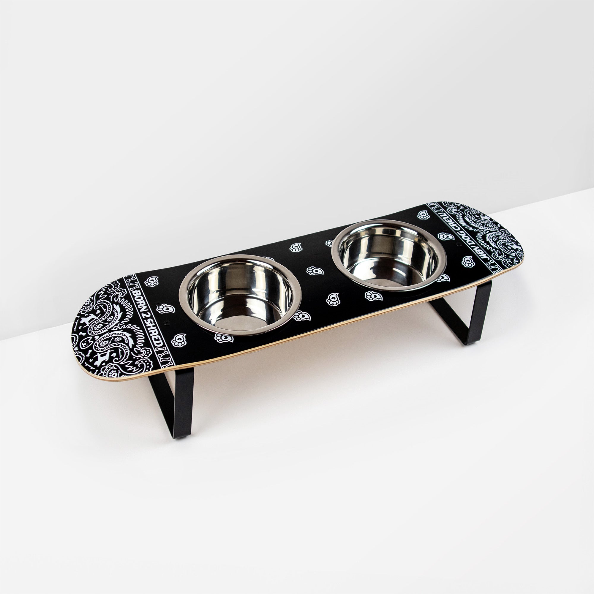 PAWSley Black Skateboard Dog Bowl