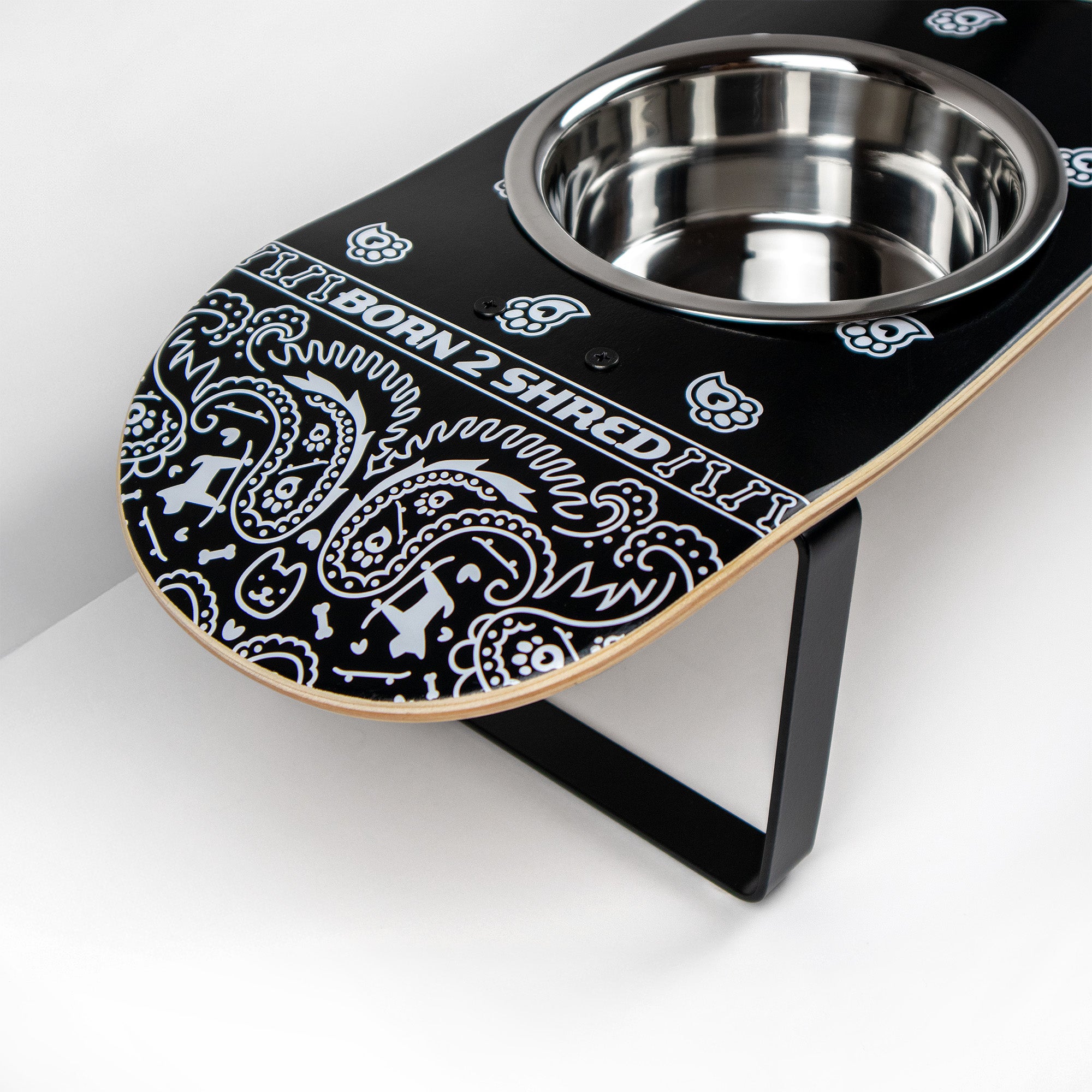 PAWSley Black Skateboard Dog Bowl