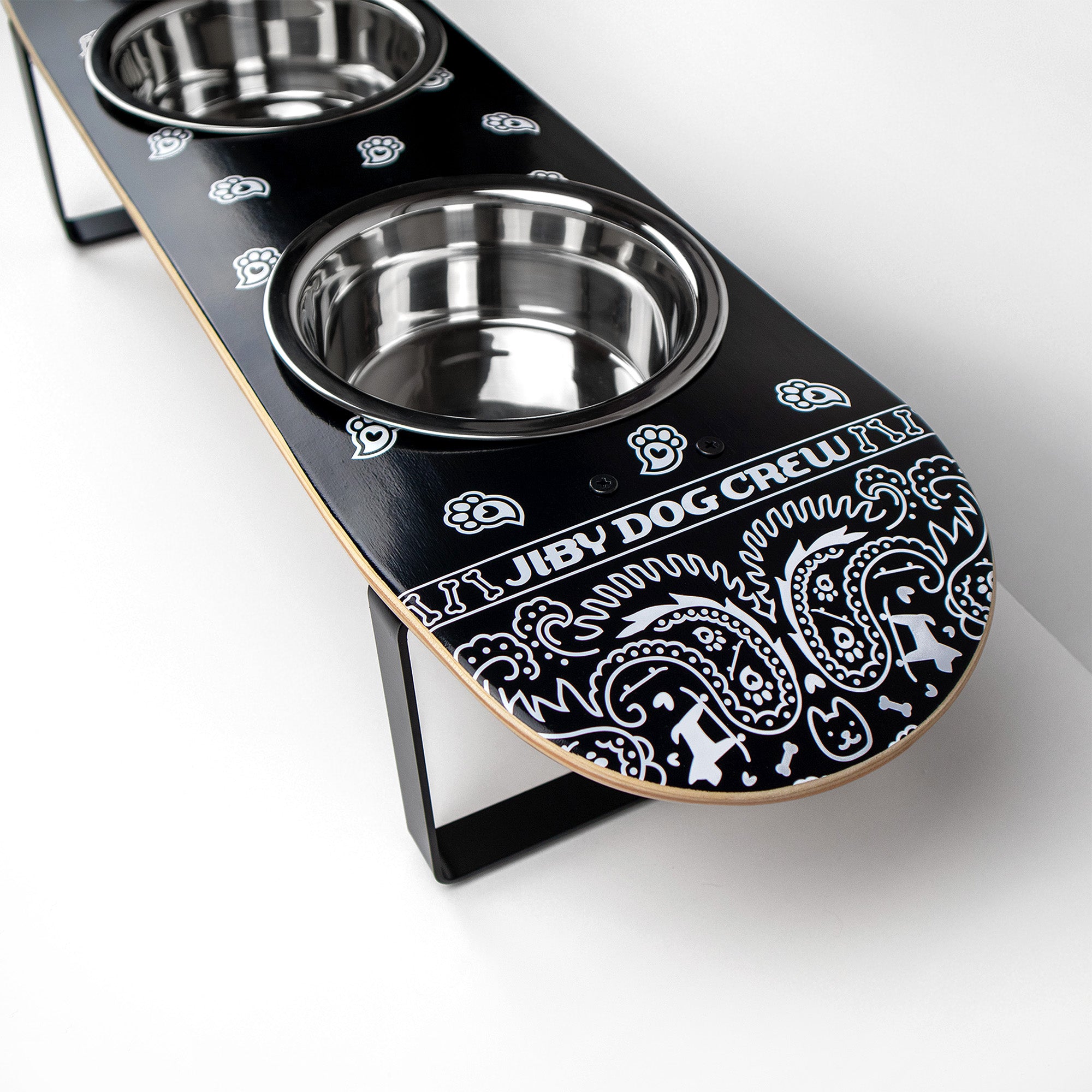 PAWSley Black Skateboard Dog Bowl