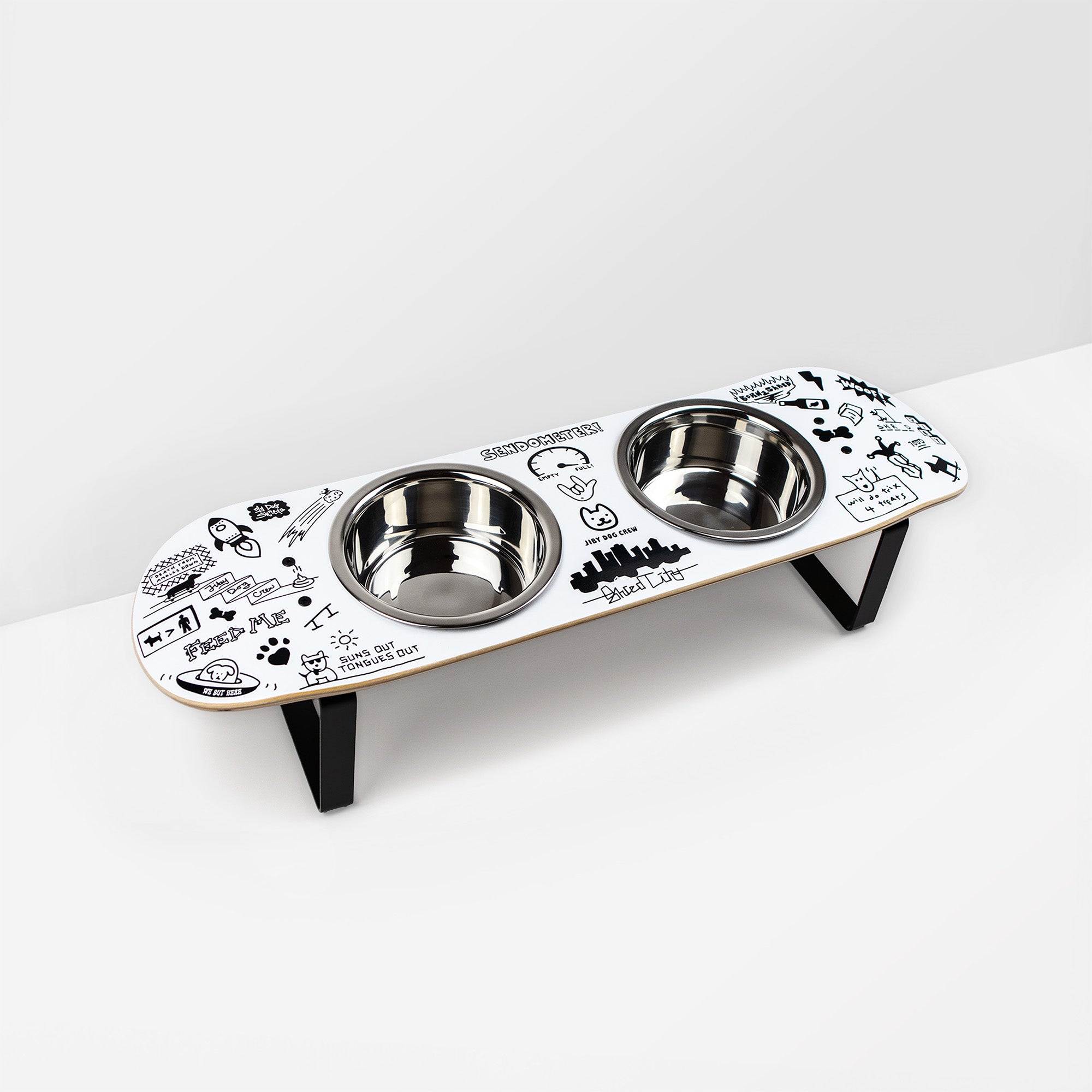 Doodle Skateboard Dog Bowl