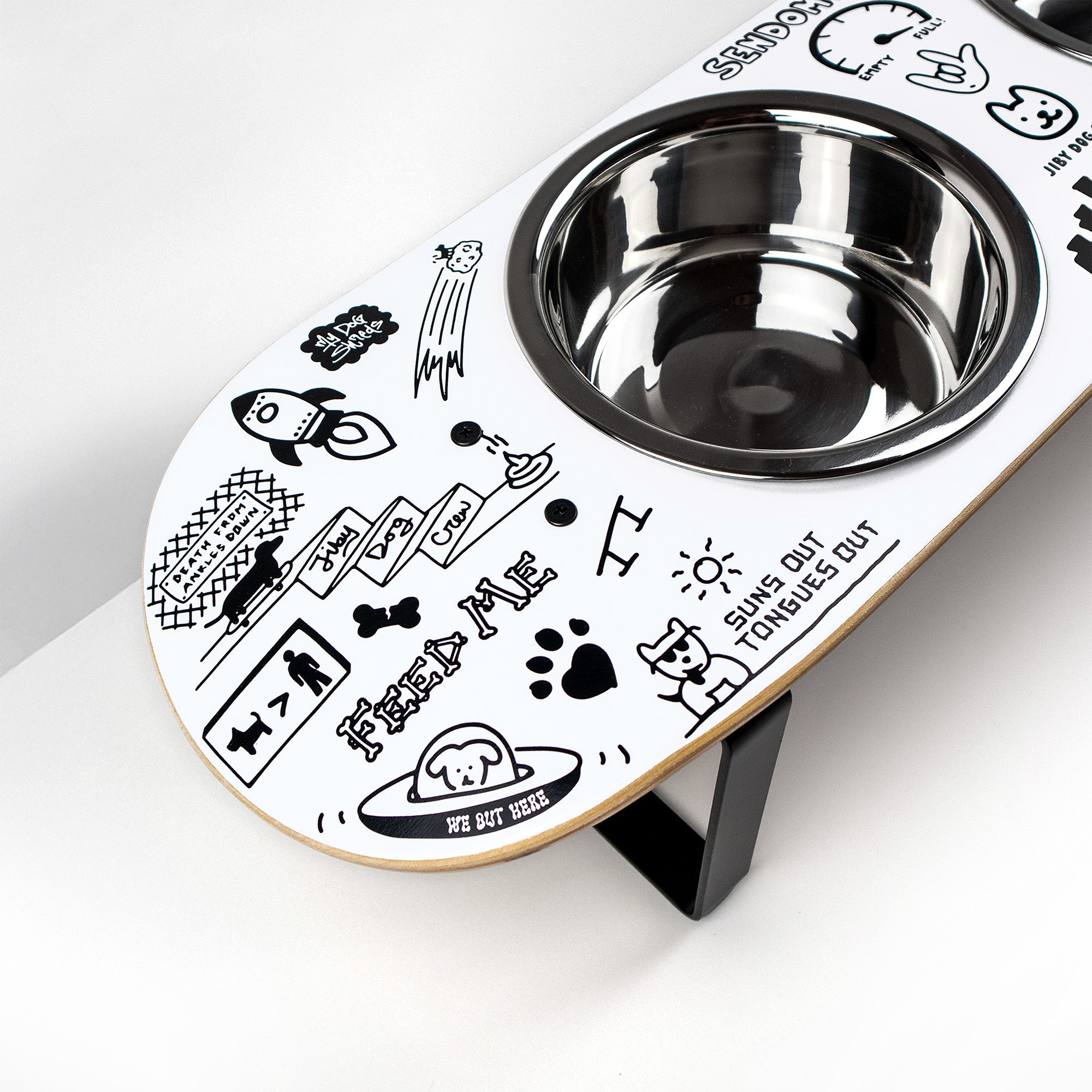 Doodle Skateboard Dog Bowl