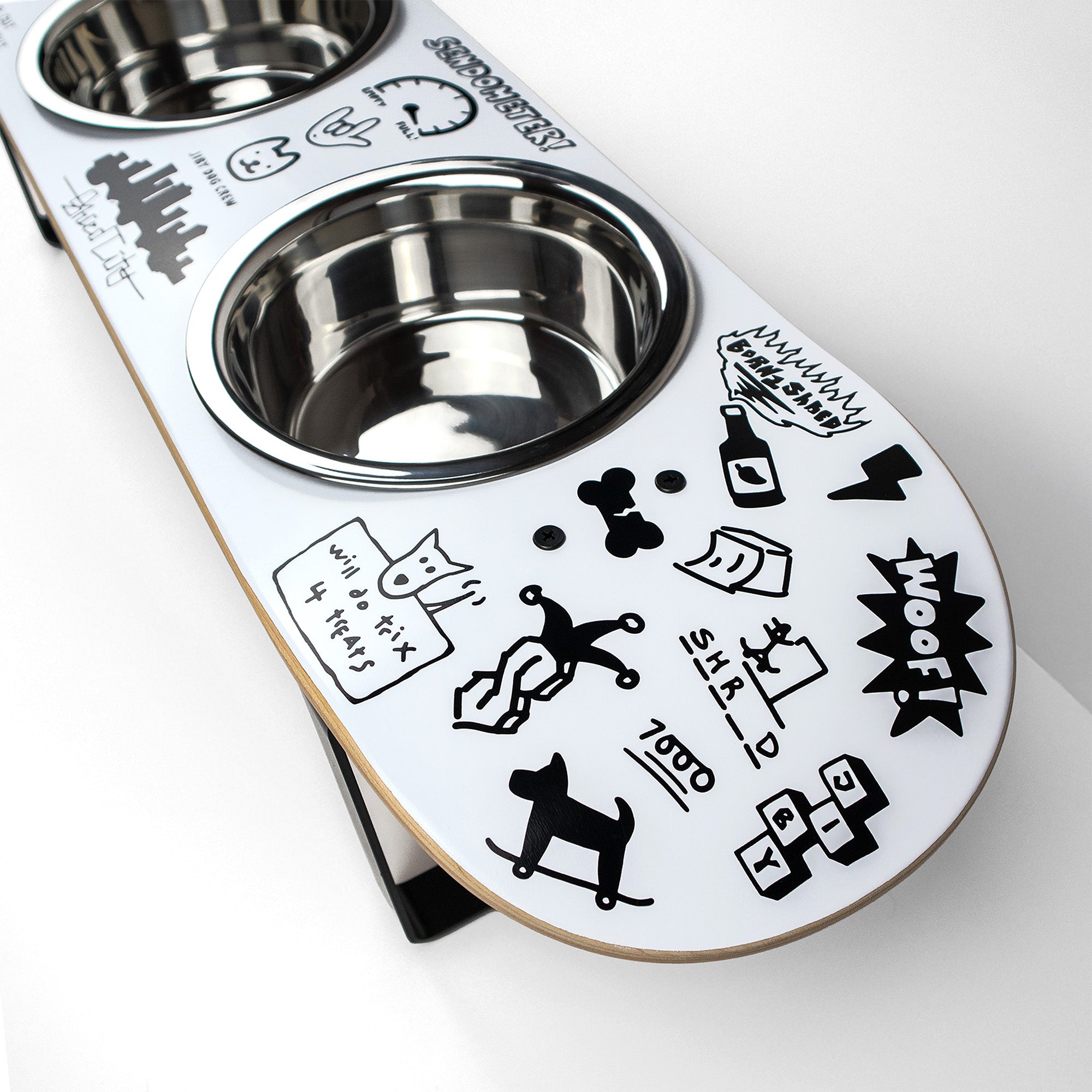 Doodle Skateboard Dog Bowl
