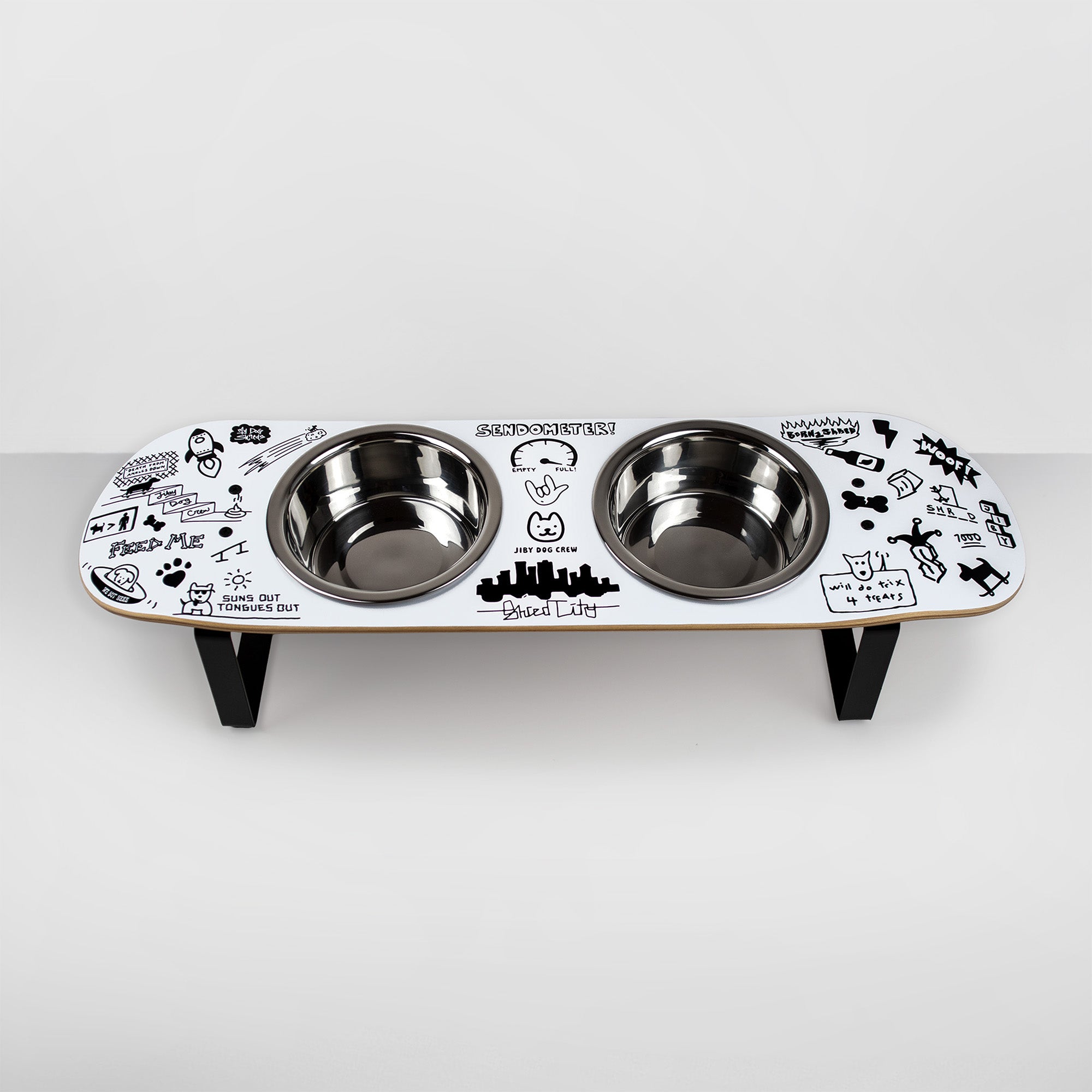 Doodle Skateboard Dog Bowl