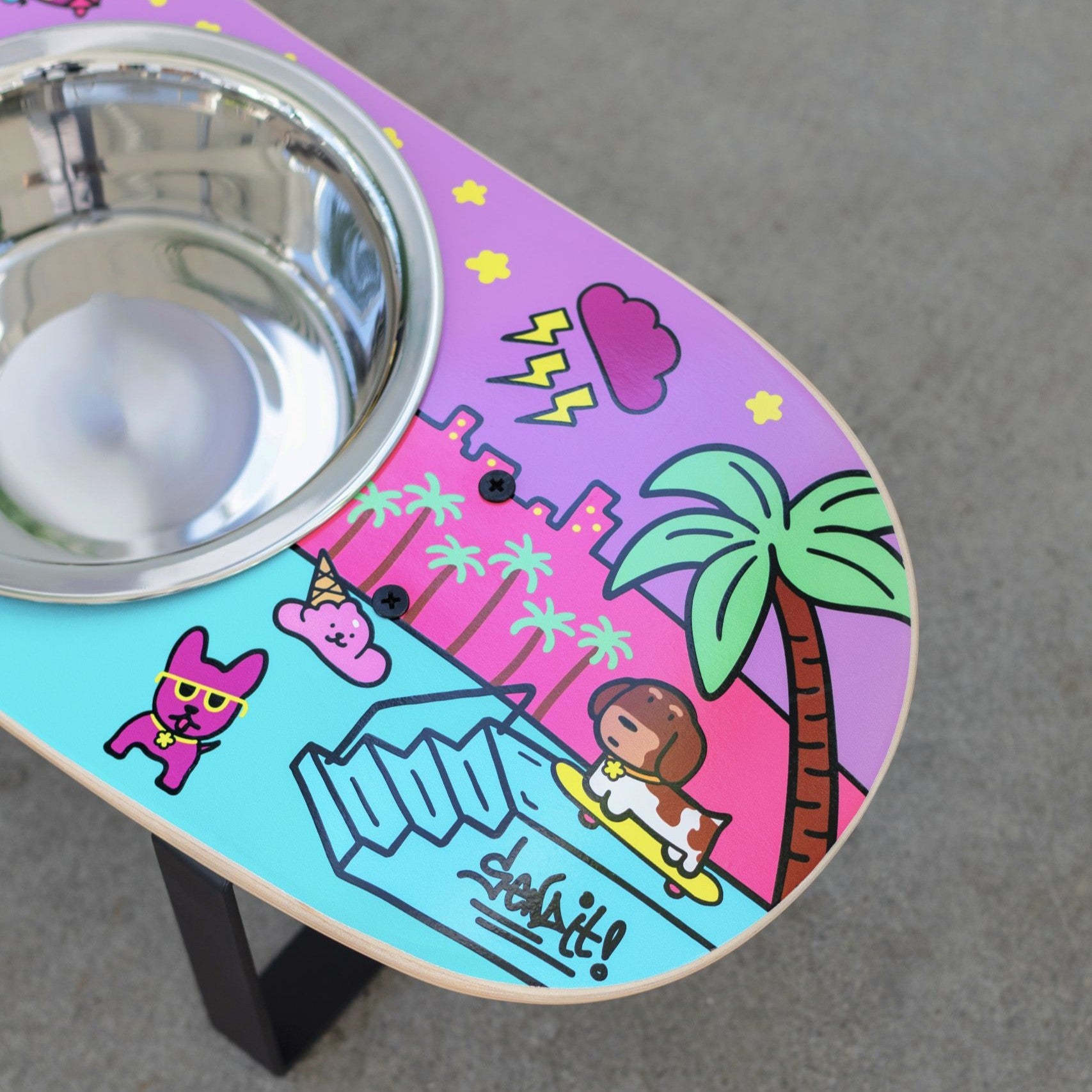 Shred City Skateboard Dog Bowl (XL Tall)