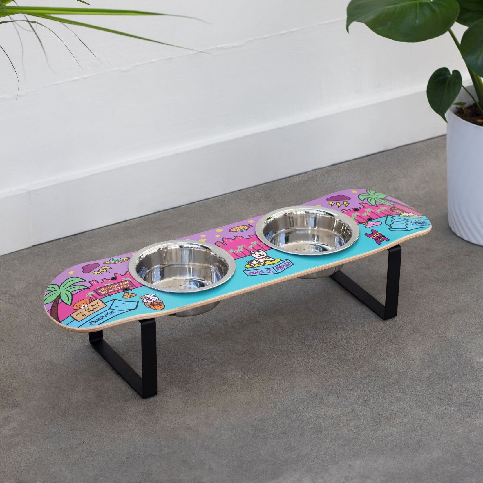 Shred City Skateboard Dog Bowl | Jiby Dog Crew