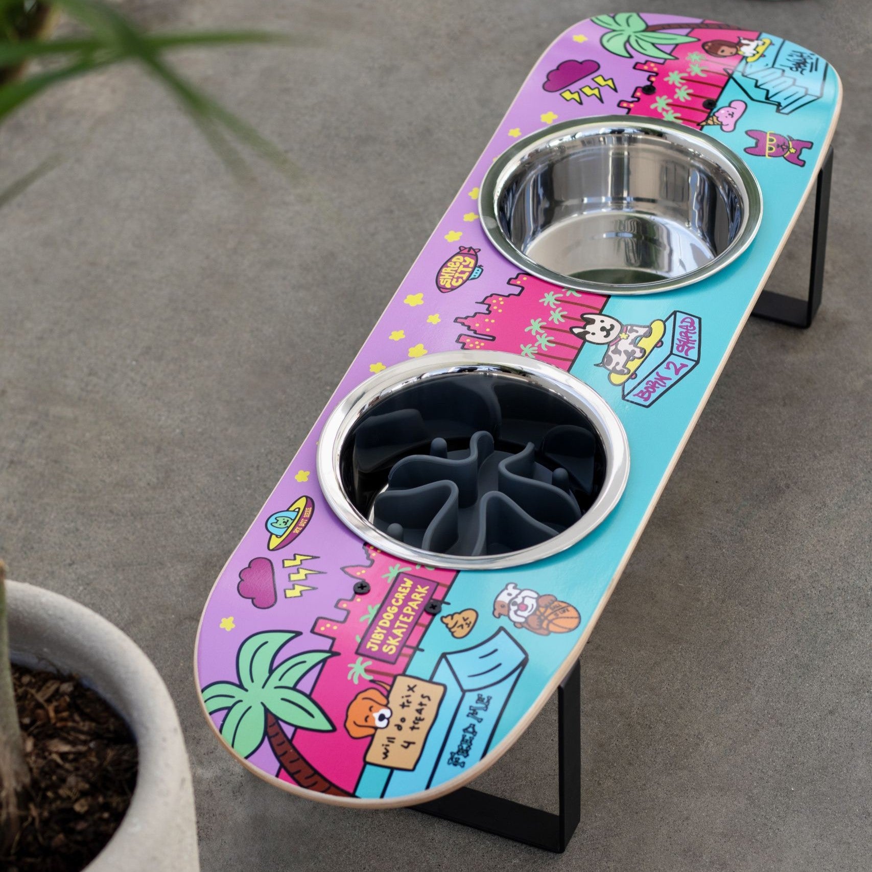 Shred City Skateboard Dog Bowl | Jiby Dog Crew