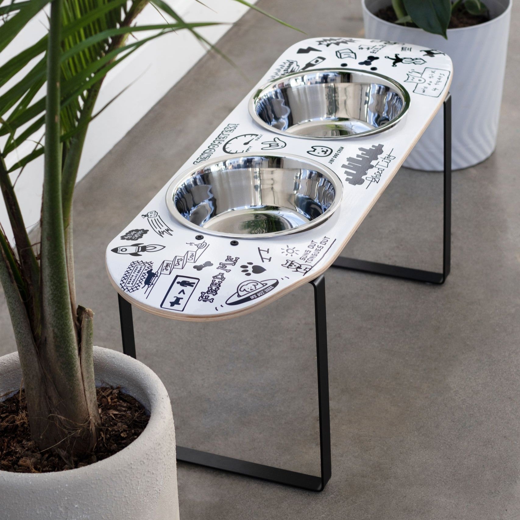 Doodle Skateboard Dog Bowl (XL Tall)