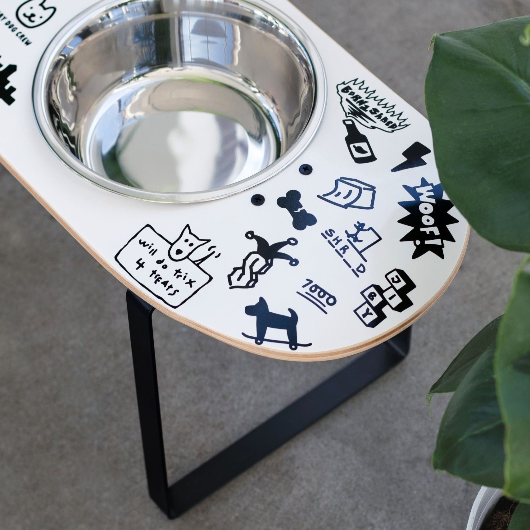 Doodle Skateboard Dog Bowl (XL Tall)