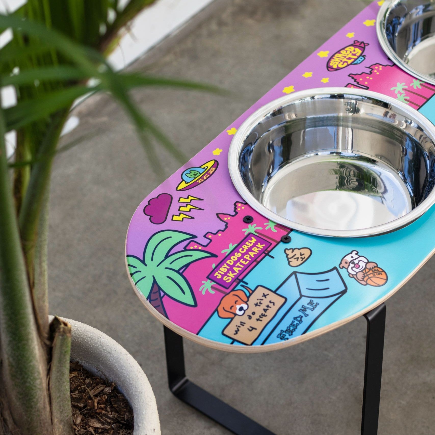 Shred City Skateboard Dog Bowl | Jiby Dog Crew