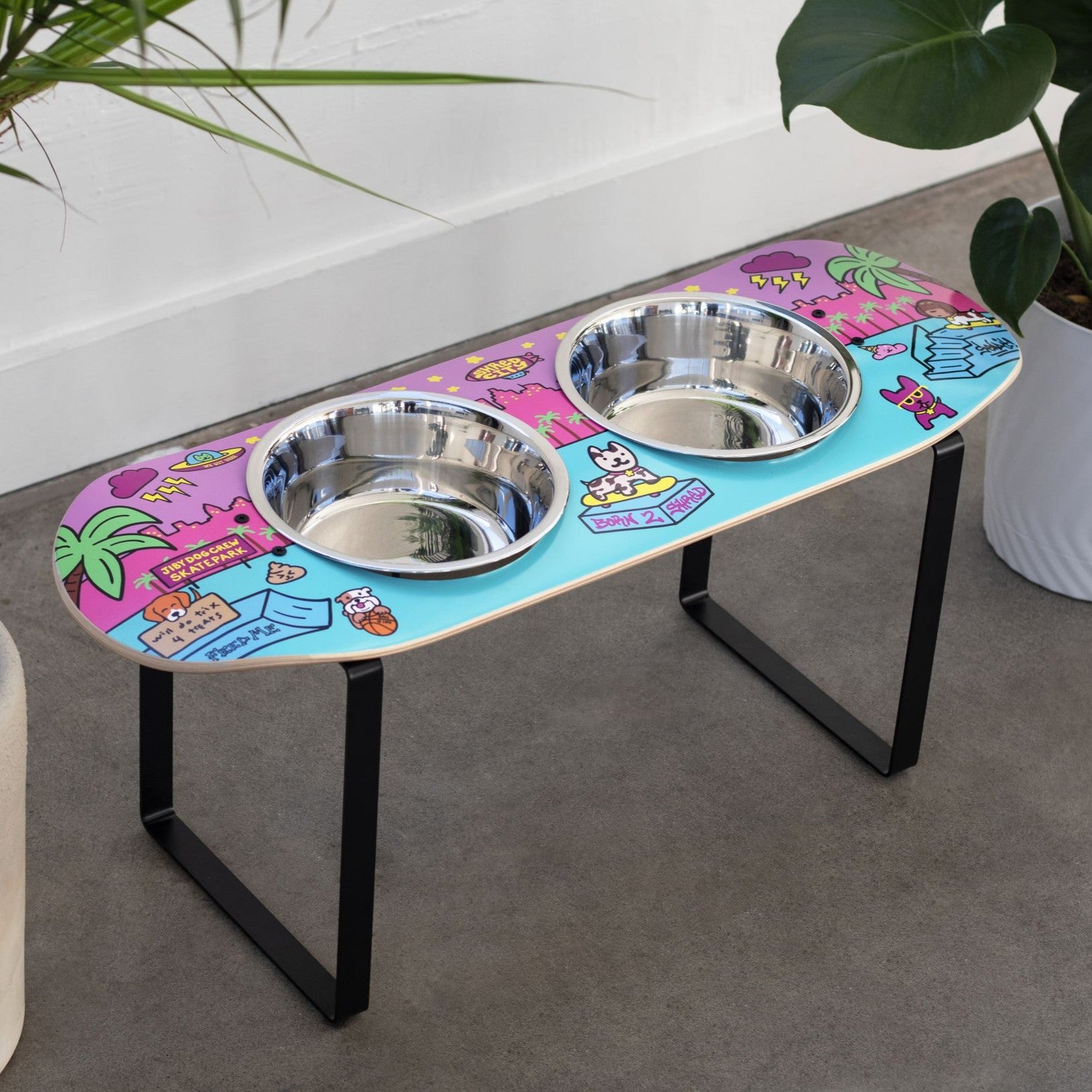 Shred City Skateboard Dog Bowl (XL Tall)