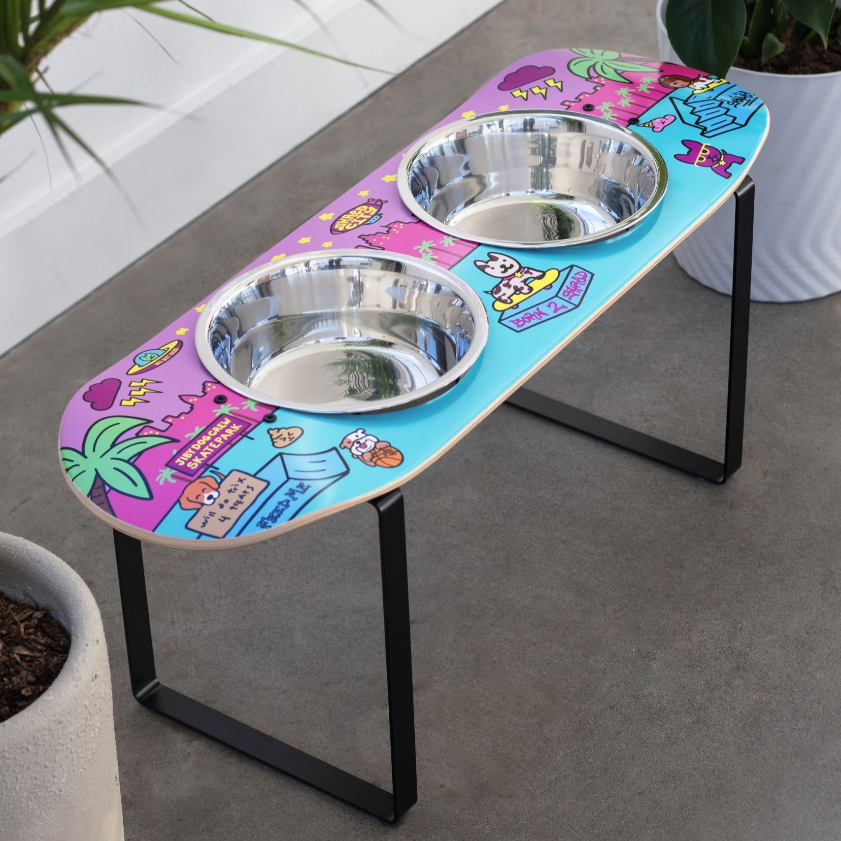 Shred City Skateboard Dog Bowl | Jiby Dog Crew