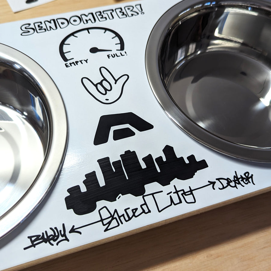 Upcycled Skateboard Dog Bowl M (4 Cup) / Low (3 in.) | Jiby Dog Crew
